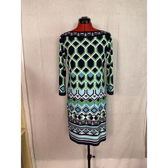 Sandra Darren Dresses & Skirts - Sandra Darren Womens Size 10 Jersey Shift Dress Geometric Pattern D227